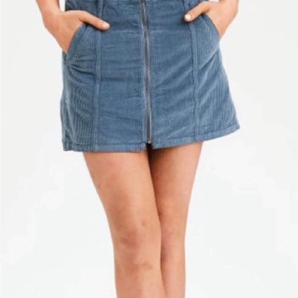 American Eagle High Waist A-line Corduroy Mini Skirt Size 2 Blue Clueless Preppy